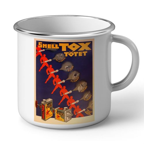 Mug En Métal Emaillé Shell Tox Art Deco Affiche Plublicitaire Ancienne Vintage