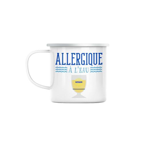 Mug En Métal Emaillé Pastis Allergique À L'eau Soirée Apéro Fête