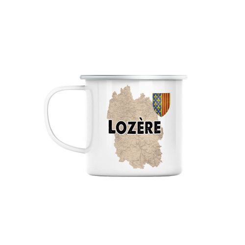 Mug En Métal Emaillé Lozère 48 Département Mende Carte Ancienne Rare