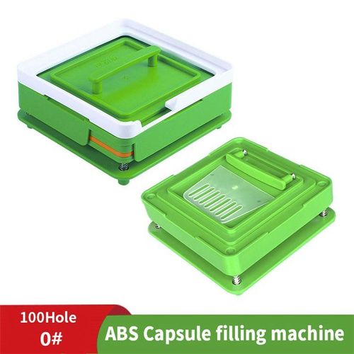 Remplisseur De Capsule 100 Trous Avec Dispositif De Remplissage De Capsule D'épandeur Outil De Remplissage De Capsule Manuel Pour Poudre De Vitamines 0# (Avec Plaque De Blocage De Poudre)-Vert