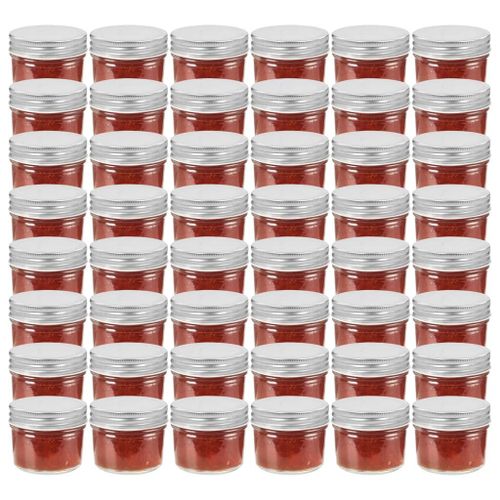 Vidaxl 48 Pcs Pots À Confiture Avec Couvercles Argentés Verre 110 Ml