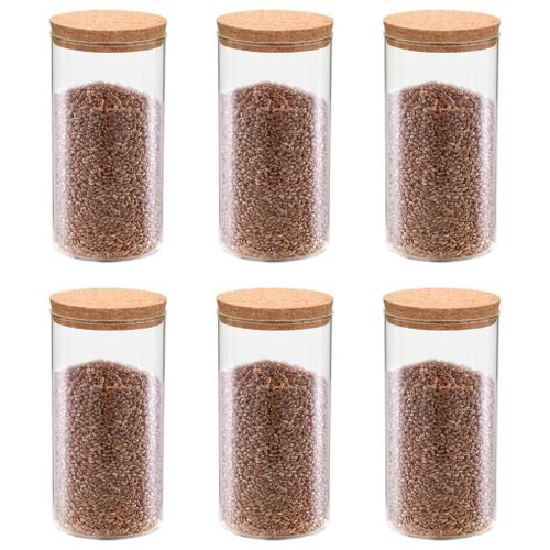 Vidaxl 6pcs Pots De Conservation En Verre Et Couvercle En Liège 1100ml