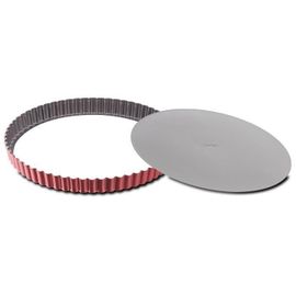 Tefal Moule A Tarte Delibake En Acier - Ø 28 Cm - Rouge Et Gris - Fond Amovible