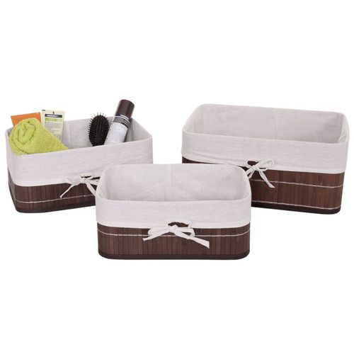 3x Boîte De Rangement Hwc-C21, Bambou   Brun