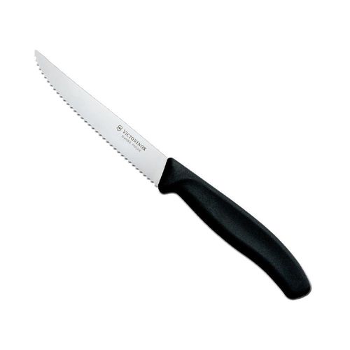 Couteau Steack Victorinox Lame Crantee 11 Cm Manche Noir Ou Bleu