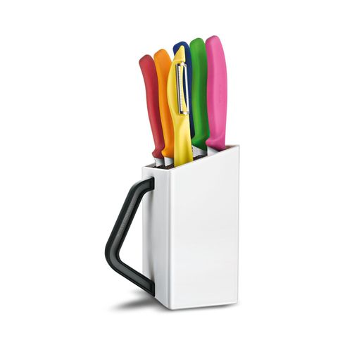 Bloc De Cuisine Avec Couteaux Différenciés Par Couleur, 6 Pieces