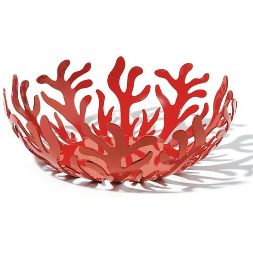 Alessi Esi01/25 R Mediterraneo Porte-Fruits En Acier Coloré À La Résine Au Époxyde, Rouge, Ø 25 Cm