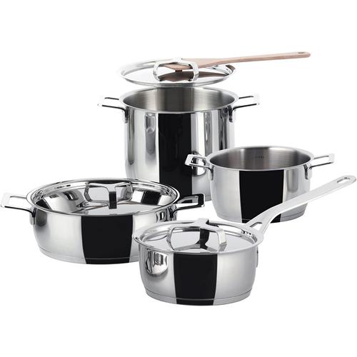 Alessi-Pots&pans Ensemble De Pots En Acier Inoxydable 18/10 - 7 Pièces