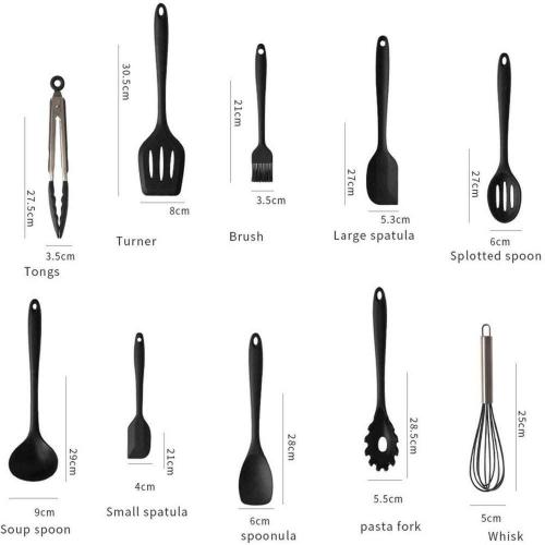 Ustensiles De Cuisine En Plastique Antiadhésive Silicone Ustensiles De Cuisine Ustensiles De Cuisson Outils De Cuisine Résistant À La Chaleur Ustensile De Cuisine Outils Set(10pcs Noir)