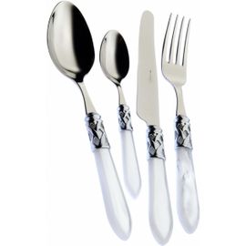 Bugatti, Aladdin, Ensemble De 24 Couverts En Acier Inoxydable 18/10, Blanc. Set De Couverts 6 Personnes: 6 Cuillères, 6 Fourchettes, 6 Couteaux Et 6 Cuillères À Café