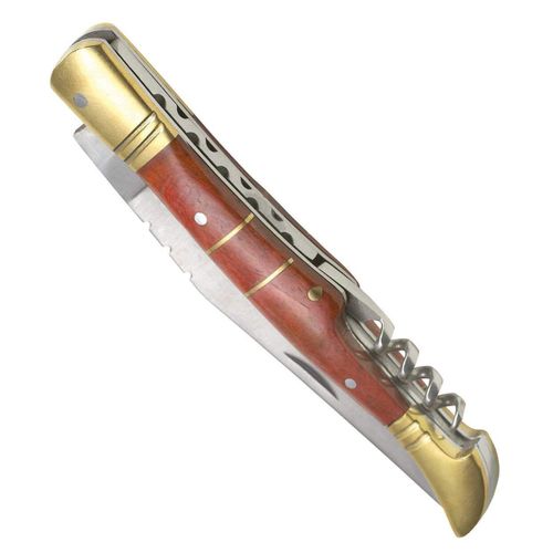 Couteau Tire-Bouchon Intégré En Os De Chameau & Acier Inoxydable Et Son Etui Cuir Assorti
