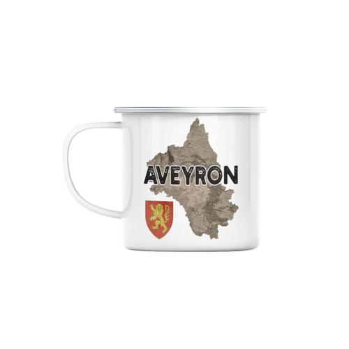 Mug En Métal Emaillé Aveyron 12 Département Millaux Carte Ancienne Occitanie