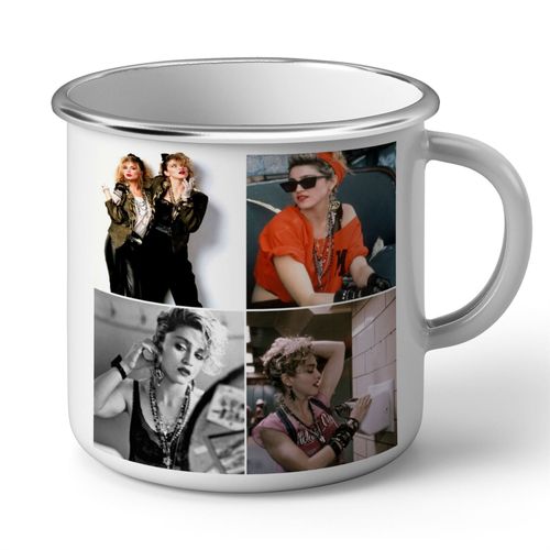 Mug En Métal Emaillé Madonna Quadriptyque Jeune Photo Vintage Pop Star 90's