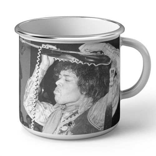 Mug En Métal Emaillé Jimi Hendrix Live Concert 70's Guitare Vintage