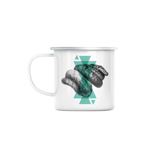 Mug En Métal Emaillé Serpent Géométrie Minimaliste Biologie Illustration Ancienne