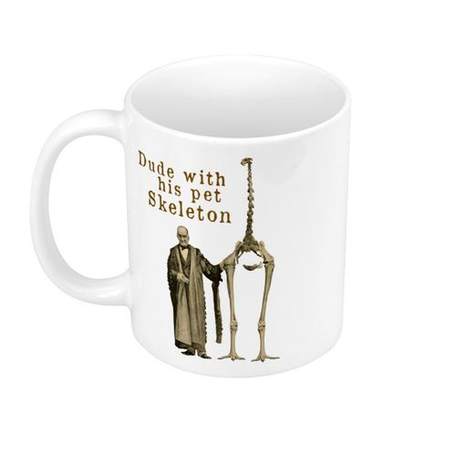 Mug Céramique Dude With His Pet Skeleton Planches Biologie Illustration Ancienne