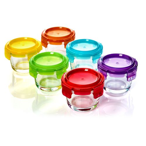 Klarstein Jeu De 6 Pots Pour Bébé Avec Couvercles Colorés Fermeture Hermétique Sans Goût