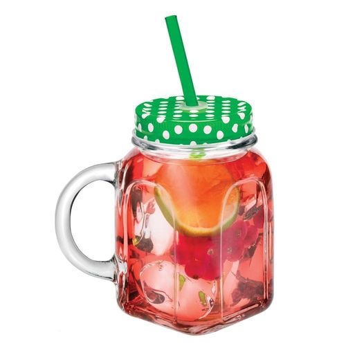 Mug 45 Cl Avec Couvercle Métal Vert + Paille.