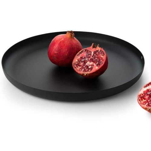Alessi Jm14/35 Bt Plateau Rond En Acier Coloré Avec Résine Époxy, Noir Avec Motif En Relief