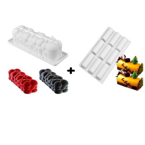 Lot 2 Moules Silicone Bûche De Noël Nuage Boule + Moule Bûchettes Insert 9 Trous