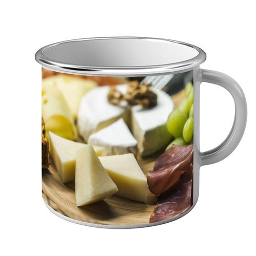 Mug Métal Tasse Plateaux De Fromages Français, Charcuterie, Raisins Et Pain Baguette Nourriture Bon Appétit