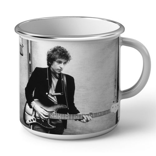 Mug En Métal Emaillé Bob Dylan Jeune Basse Electrique Chanteur Folk Rock 70's