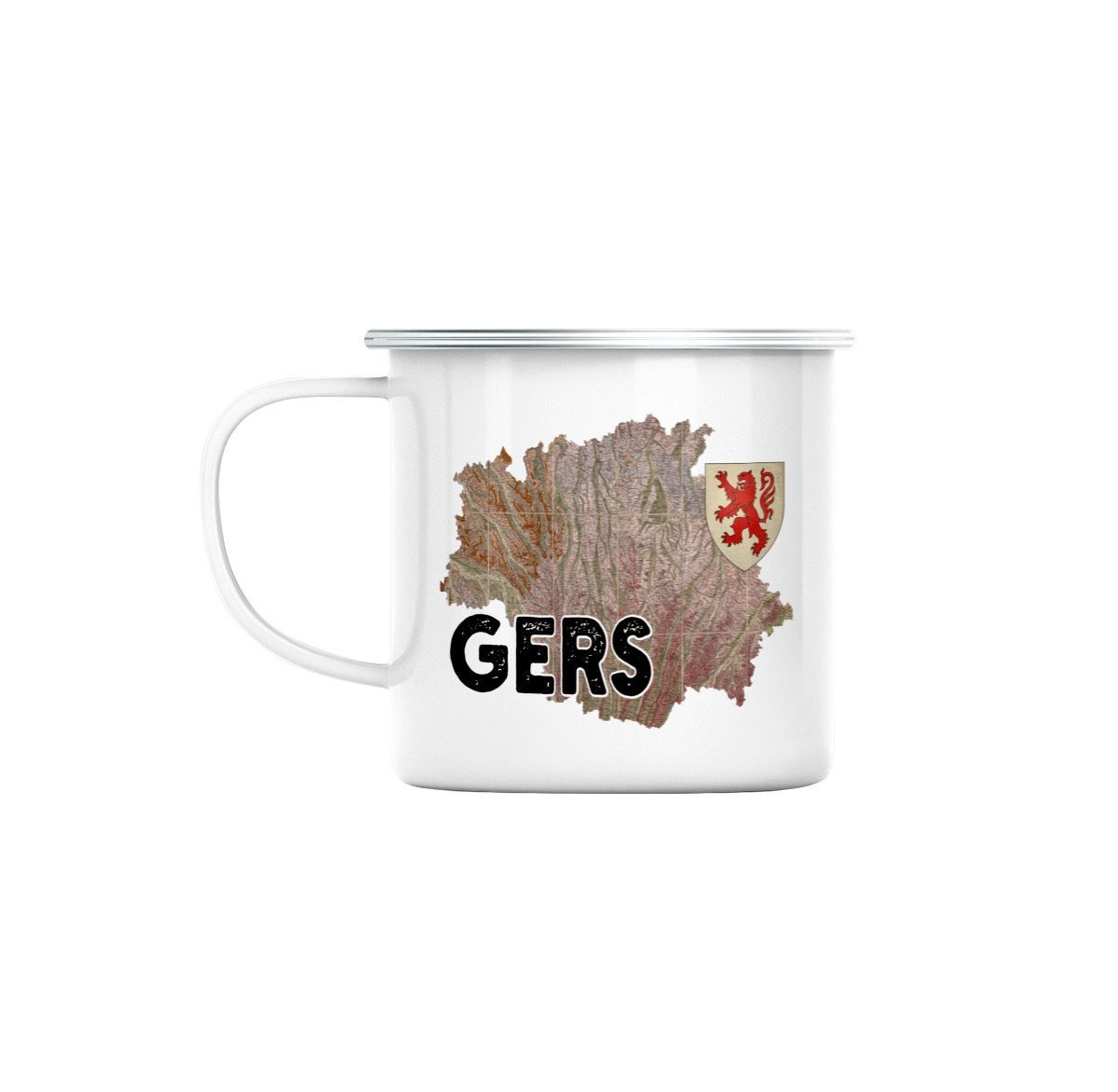 Mug En Métal Emaillé Gers 32 Département Auch Carte Ancienne Occitanie