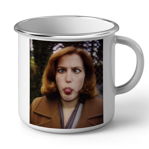 Mug En Métal Emaillé X Files Gillian Anderson Dana Scully Silly Face Cute