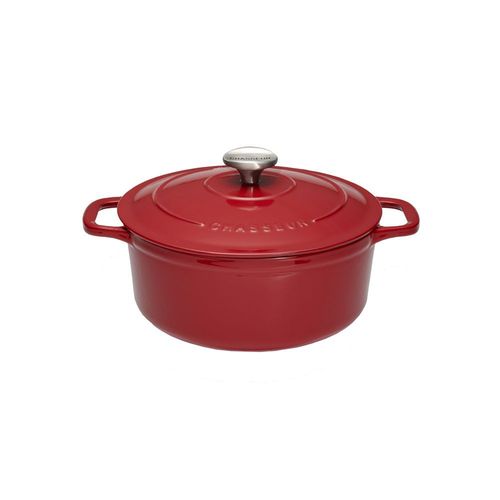 Cocotte Ronde 20 Cm Chasseur Rouge Uni Interieur Sable