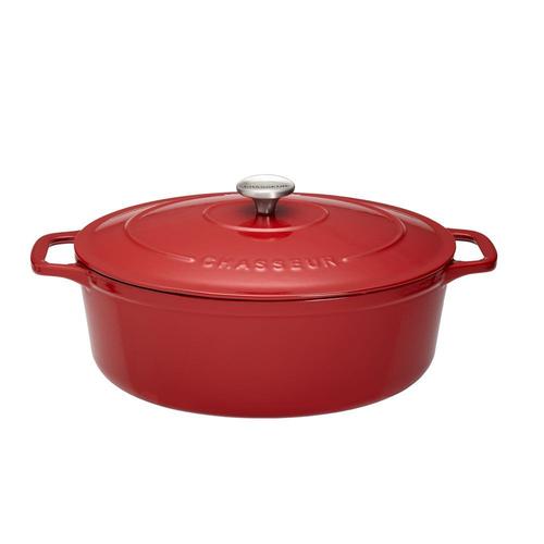 Cocotte Ovale 35 Cm Chasseur Rouge Uni Interieur Sable