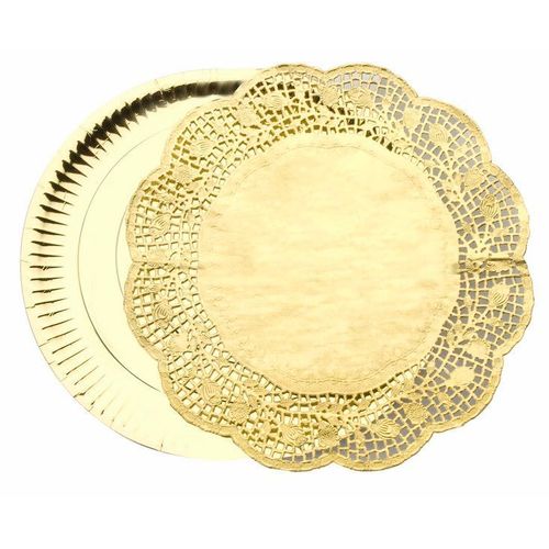 3 Plats 32 Cm+3 Napperons Ronds 34-Gold
