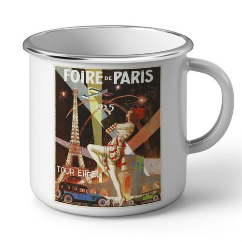 Mug En Métal Emaillé Art Deco Foire De Paris Affiche Ancienne Vintage 1925