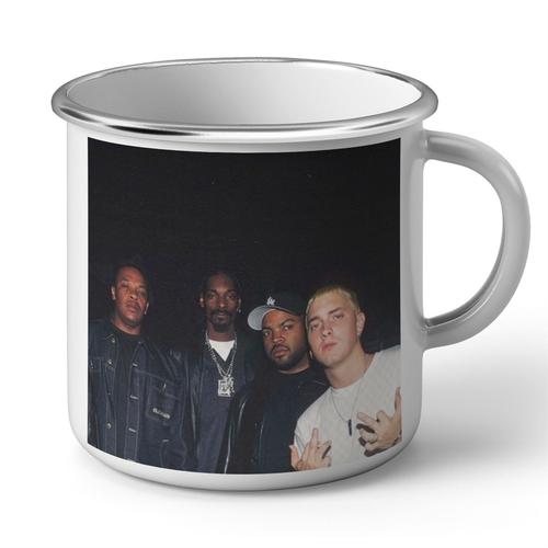 Mug En Métal Emaillé Eminem Snoop Dogg Dr Dre Photo Vintage Rap