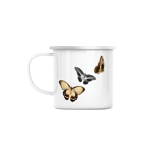 Mug En Métal Emaillé Papillons 1858 Planches Biologie Illustration Ancienne
