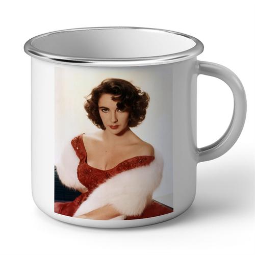 Mug En Métal Emaillé Elizabeth Taylor Actrice Hollywood Vintage