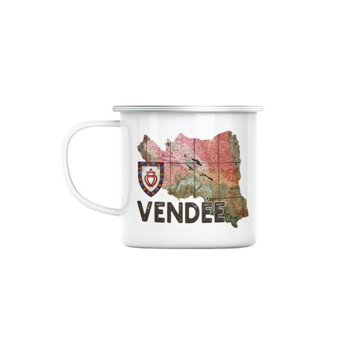 Mug En Métal Emaillé Vendée 85 Departement La Roche Sur Yon Carte Ancienne