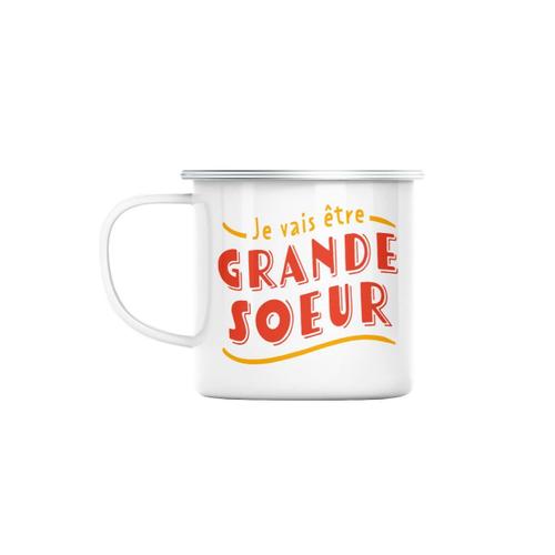 Mug En Métal Emaillé Je Vais Être Grande Soeur Famille Fille Enfant Bébé