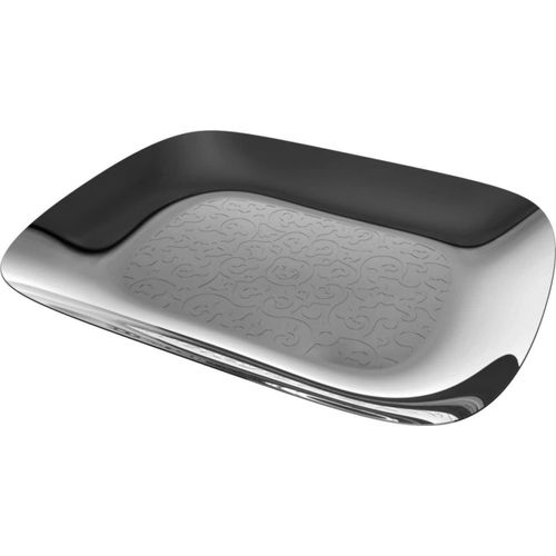 Plateau En Acier Inoxydable Rectangulaire Habillé Alessi 18/10 Brillant Avec Décor