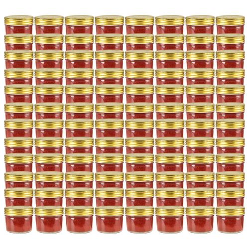 Vidaxl Pots À Confiture Avec Couvercle Doré 96 Pcs Verre 110 Ml