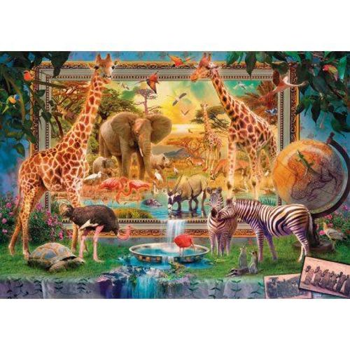 Puzzle 4000 Pieces - Animaux De La Savane : Zèbre Eléphant Girafe Tortue Autruche - Collection Animaux Afrique - Adulte - Nouveaute