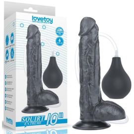 Gode Ventouse Noir Qui Ejacule - 25 Cm