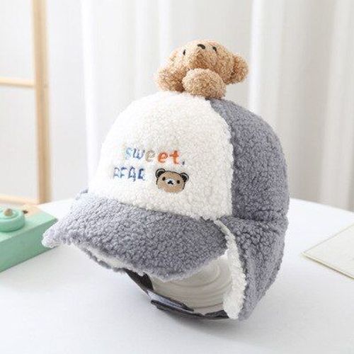 Chapeaux De Baseball Épais Et Doux Pour Bébé, Jolis Motifs D'Ours De Dessin Animé, En Laine D'Agneau Artificielle, Pour Enfants, Garçons Et Filles, Automne Et Hiver