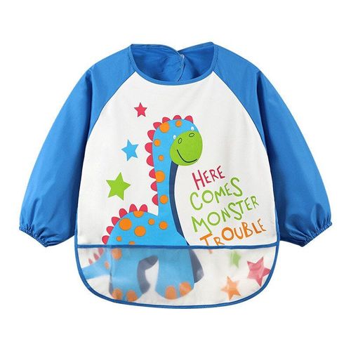 Bavoir Imperméable À Motif Mignon De Dessin Animé Pour Bébé,Vêtement Avec Poche Pour Le Repas, Tablier De Peinture À Manches Longues Pour Enfant, Lange Pour Le Rôt, Accessoire Infantile Pour Manger,