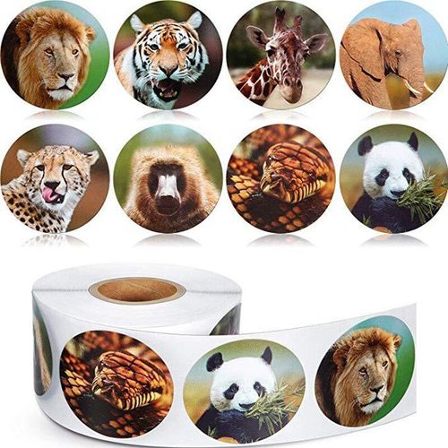 500 Pièces/Rouleau D'Autocollants De Dessin Animé D'Animaux De Zoo Pour Enfants, Autocollant De Jouets Classiques, Autocollant De Récompense De Enseignant D'École, 8 Motifs De Lion