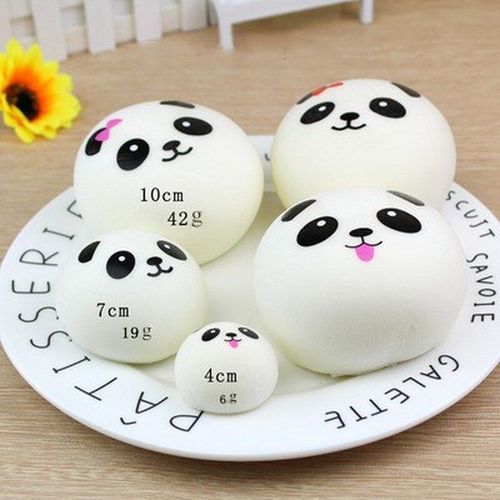 Jouets Anti-Stress 4/7/10cm, Boule À Presser, Chignon De Panda, Jouets De Décompression Lente, Porte-Clés En Pu Pour Enfants