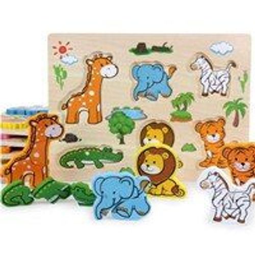 Dessin Animé Animal Fruit Véhicule Correspondant Jeu De Société Bébé Jouets 3d Puzzle Jouets En Bois Enfants Début Éducatif Anniversaire Cadeau De Noël