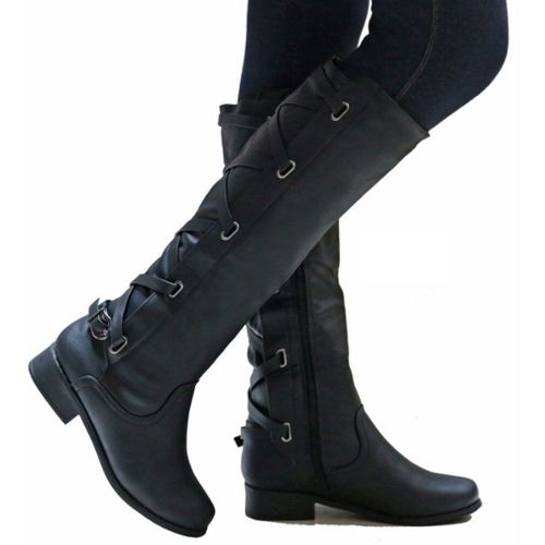Bottes À Talons Épais Pour Femmes, Chaussures À Lacets Et Fermeture Éclair Avec Boucle, Style Punk, Grande Taille, Livraison Directe