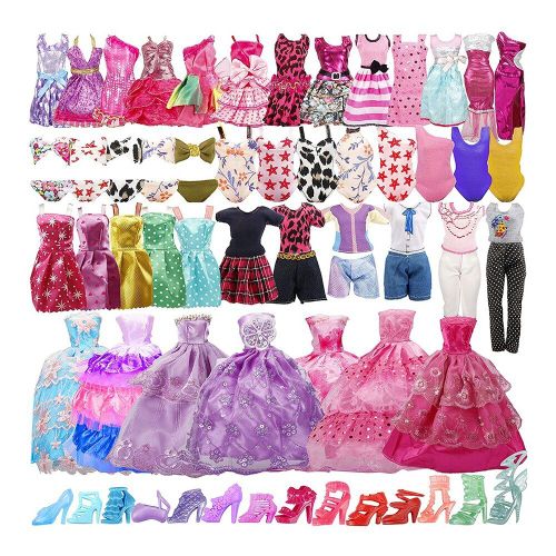 Pack De Vêtements Pour Poupées Barbie, 35 Pièces/Ensemble, Chaussures, Sandales, Bottes, Collier, Vêtements De Poupées Aléatoires