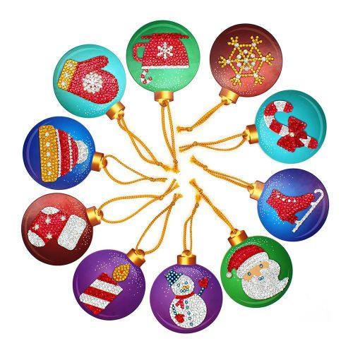 Peinture Diamant Pour Arbre De Noël, 10 Pièces, Bricolage, Pendentif, Perceuses Complètes, Forme Spéciale, Broderie, Décorations De Noël Pour La Maison