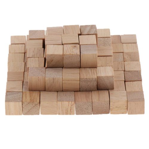 100 Pièces De Blocs De Construction En Bois Naturel, Outils D'Enseignement Des Mathématiques, Jeu De Cubes De 1cm, Jouets Écologiques En Pin